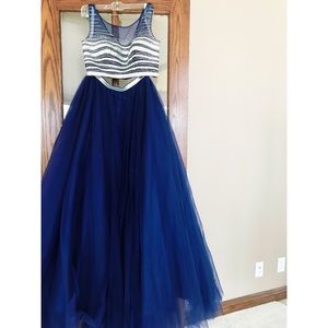 Blue Crop Prom Dress